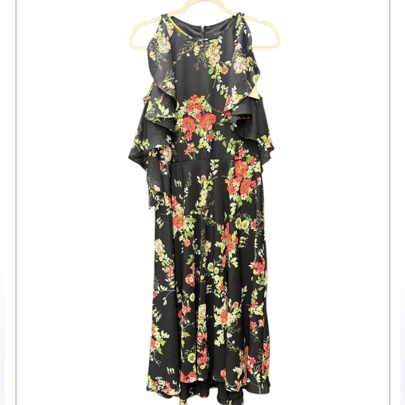 ALEX MARIE Penelope Floral Cold Shoulder Ruffle Chiffon Long Dress - Picture 3 of 8